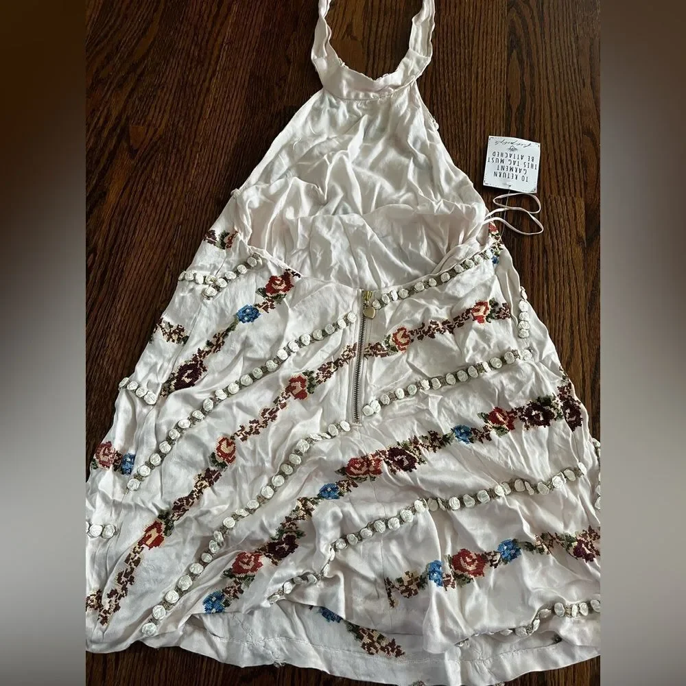 FREE PEOPLE  Rene Embroidered Mini Dress Medium